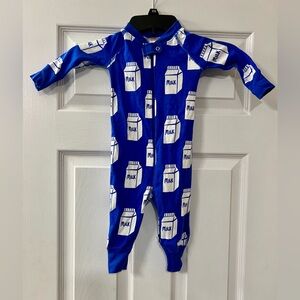 Hanna Andersson Royal Blue Milk Carton One-Piece Romper 6-12 Months
